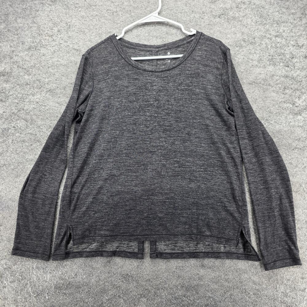Athleta T-Shirt Womens S Gray Crew Neck Pullover Stretch Lightweight Breathable